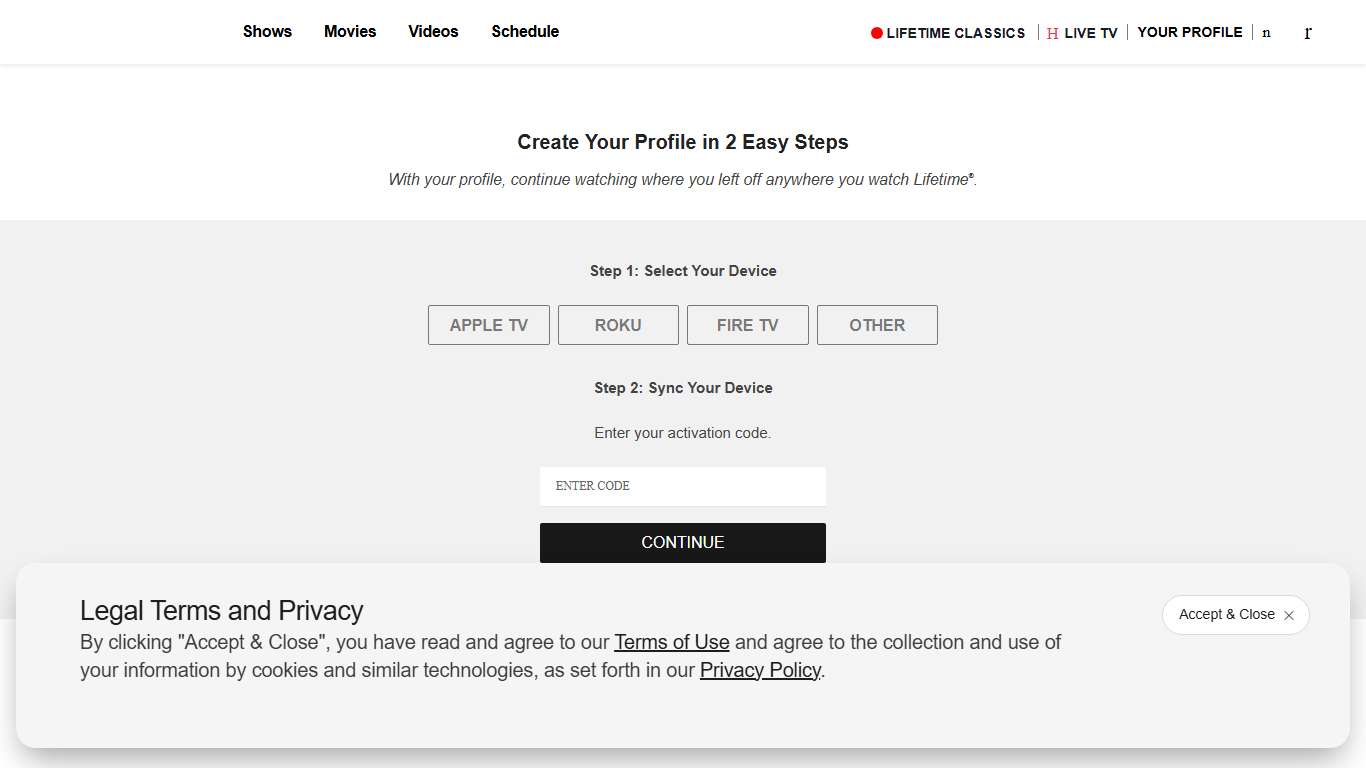 Enter your activation code.